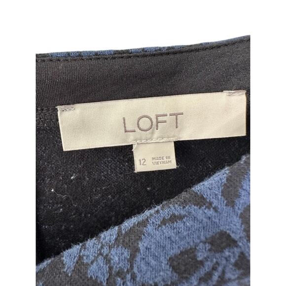 Ann Taylor LOFT Textured Knit Floral Jacquard Flounce Dress Women's Size 12 - Picture 4 of 5